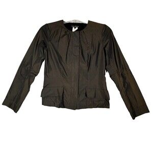 Lida Baday Blazer Women 4 Iridescent Green Satin Office Polished Business Preppy